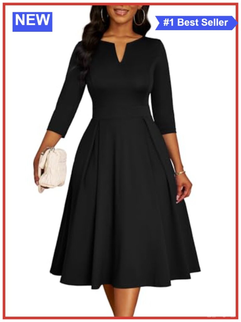 Nmoder Midi Church Dress for Women A-Line Casual Work Dress